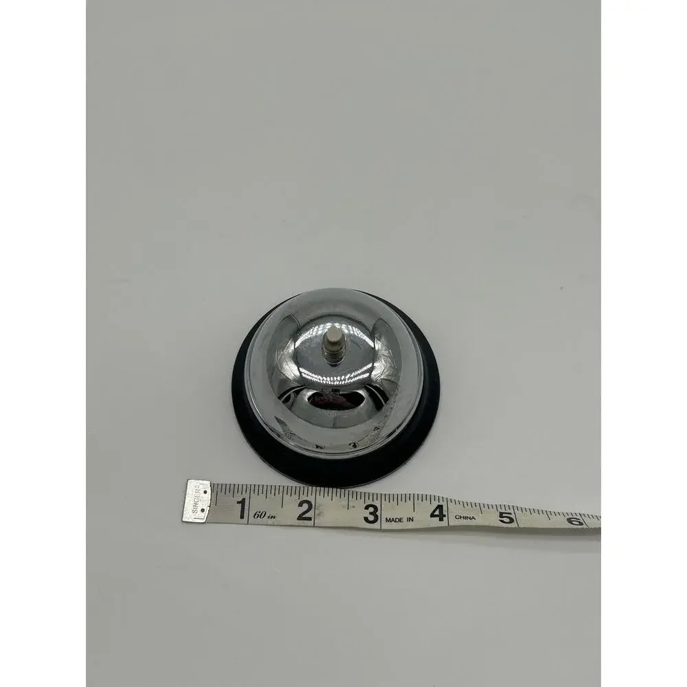 Vintage Chrome Desk Bell Counter Service Bell Black Base Retro Reception Bell